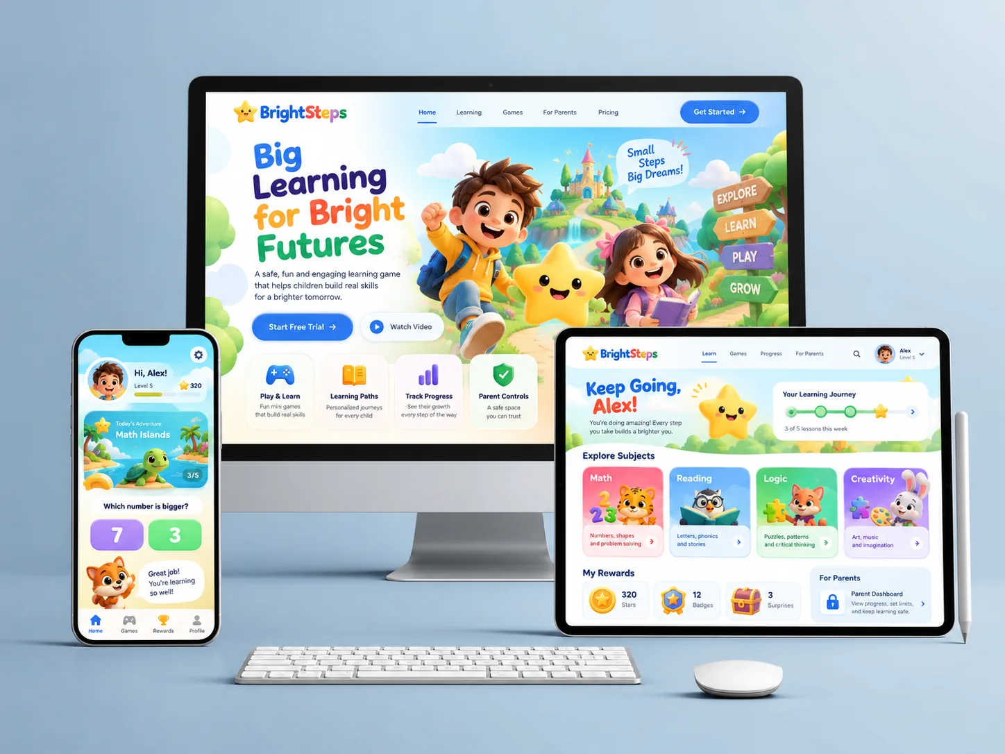 BrightSteps — children's mobile learning application concept